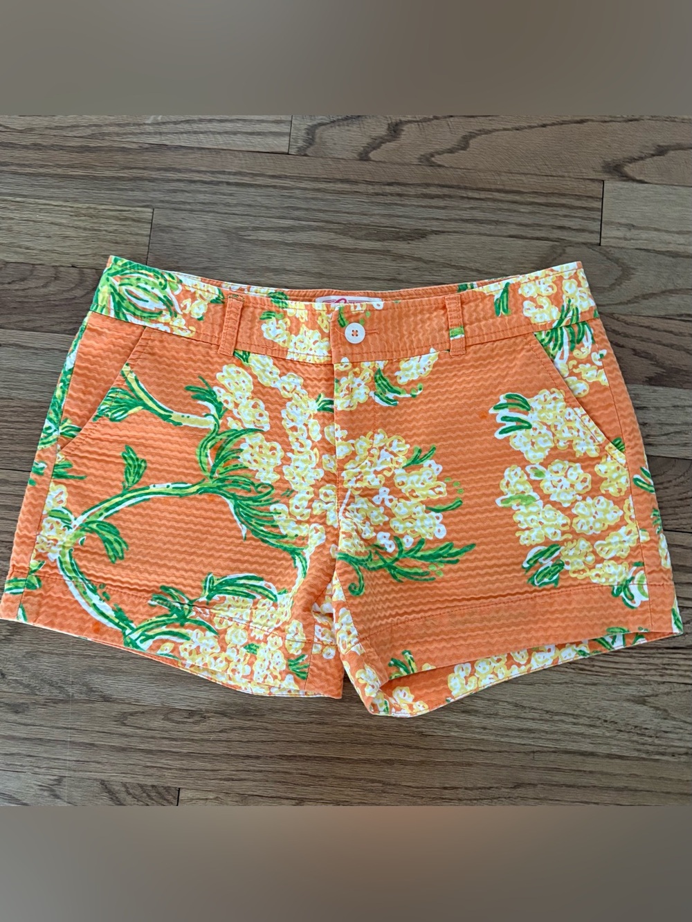 Lilly Pulitzer White Label Originals Textured Orange Floral Shorts